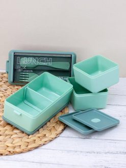 Ланчбокс "Big life", green (ложка+вилка)