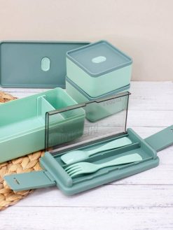 Ланчбокс "Big life", green (ложка+вилка)