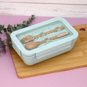 Ланчбокс "Beautiful life", green (ложка+вилка) 1100 мл