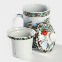 Alternative view of Кружка с крышкой и керамическим ситом "Птицы в пионах" 300 мл