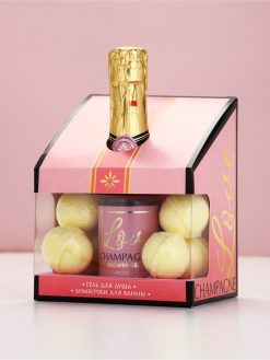 Подарочный набор: гель для душа шампанское и бомбочки для ванны
