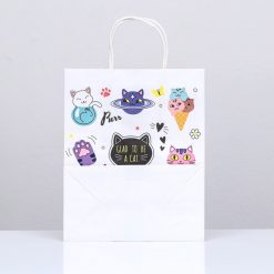 Пакет крафт "Коты", 22 х 12 х 27 см, 80 г/м2 крученая ручка