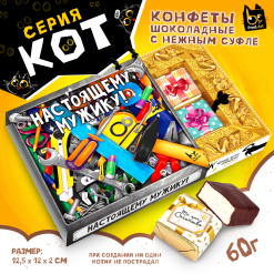 КОТ, НАСТОЯЩЕМУ МУЖИКУ, конфеты глазированные со сливочно-ванильной начинкой, 60 гр., TM Prod.Art