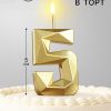 Свеча в торт на шпажке «Алмаз», цифра 5, золотая, 5 см