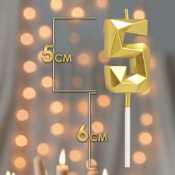 Свеча в торт на шпажке «Алмаз», цифра 5, золотая, 5 см