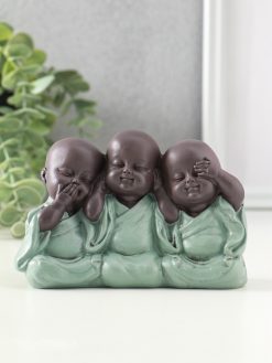 Фигурка полистоун «Маленькие будды - не слышу, не вижу, не скажу», зелёный, 4.6×12.5×8 см