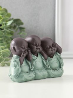 Alternative view of Фигурка полистоун «Маленькие будды - не слышу, не вижу, не скажу», зелёный, 4.6×12.5×8 см