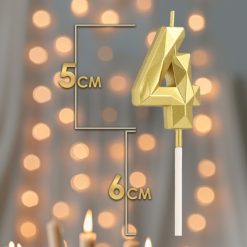 Alternative view of Свеча в торт на шпажке «Алмаз», цифра 4, золотая, 5 см