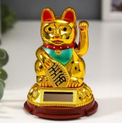 Маятник от солнечной батареи "Манэки-нэко золотой" 9,5х6,5х6,5 см