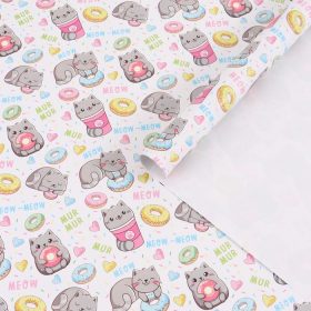 Бумага упаковочная глянцевая «Котики», 70 × 100 см