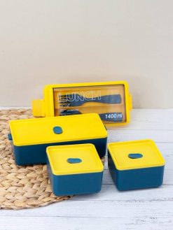 Ланчбокс "Big life", yellow-blue (ложка+вилка)