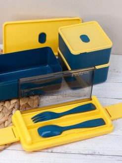 Ланчбокс "Big life", yellow-blue (ложка+вилка)