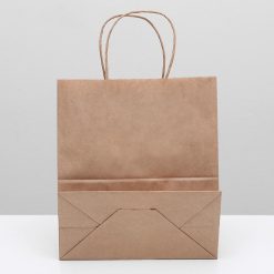 Пакет крафт без печати, круглая ручка 22 х 12 х 25 см