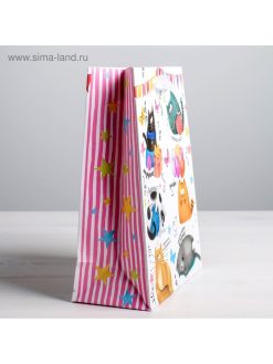 Пакет ламинат вертикальный "Забавные коты", S 12×15×5.5 см
