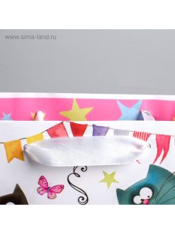 Пакет ламинат вертикальный "Забавные коты", S 12×15×5.5 см