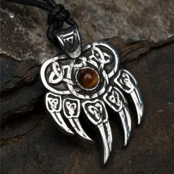 Амулет "Печать Велеса" с камнем бычий глаз, 30х43мм, металлический