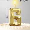 Свеча в торт на шпажке «Алмаз», цифра 6, золотая, 5 см