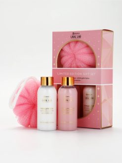 Подарочный набор: гель для душа и крем для тела 2 шт. × 100 мл, мочалка