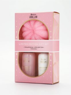 Подарочный набор: гель для душа и крем для тела 2 шт. × 100 мл, мочалка