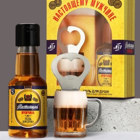 Подарочный набор мужской «Настоящему мужчине», мини гель для душа 100 мл, открывашка с магнитом