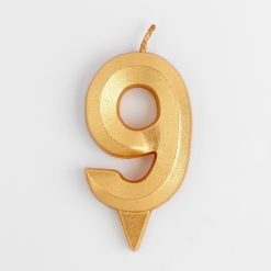 Свеча в торт "Грань", цифра "9", золотой металлик, 7.8 см
