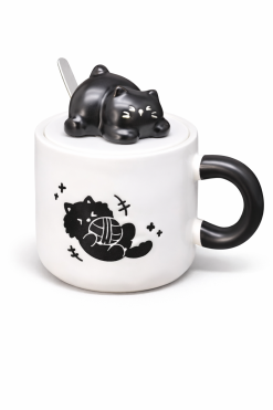 Кружка «Playful cat on the back», black (380 ml)