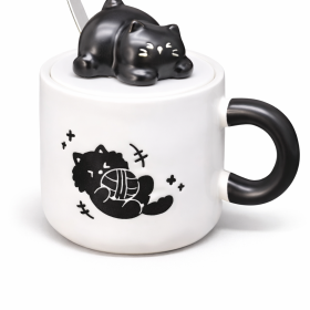 Кружка «Playful cat on the back», black (380 ml)