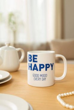 Alternative view of Кружка «Be happy», white (400 ml)