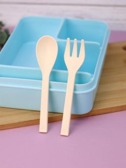 Ланчбокс "НАСЛАЖДАЙТЕСЬ ЖИЗНЬЮ", 1250 мл, синий (ложка+вилка)