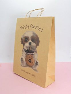 Пакет подарочный крафтовый "Собачка и поцелуй", 32*42*11 см