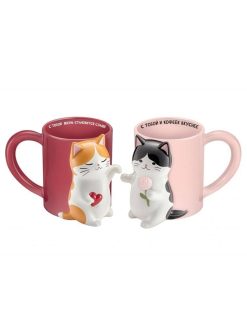 Набор кружек керамических 2 шт. "Кошачья любовь", 430 мл