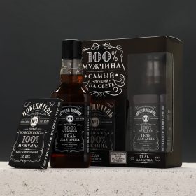 Подарочный набор «100% мужчина»: гель для душа виски 250 мл и игральные карты, Чистое счастье