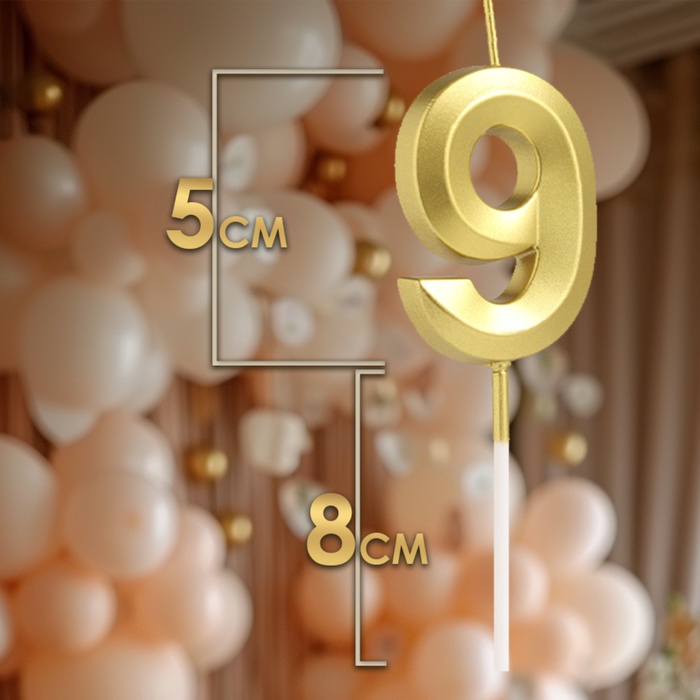 Свеча в торт на шпажке «Цифра 9», золотая, 5 см 3 nana.by Свеча в торт на шпажке «Цифра 9», золотая, 5 см — изображение 2