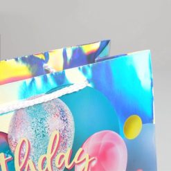 Пакет подарочный голографический, упаковка, «Birthday Present», 32х26х12 см — изображение 3