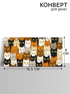 Конверт для денег «Котики», 16.5×8 см