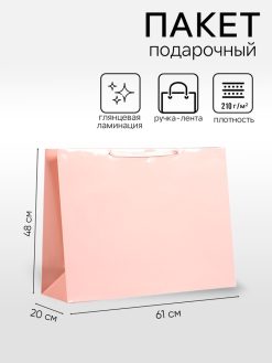 Пакет подарочный ламинированный горизонтальный «Розовый», XXL 61×46×20 см