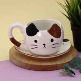 Керамический чайный набор (кружка+блюдце) «Mr. Purr», 430 ml