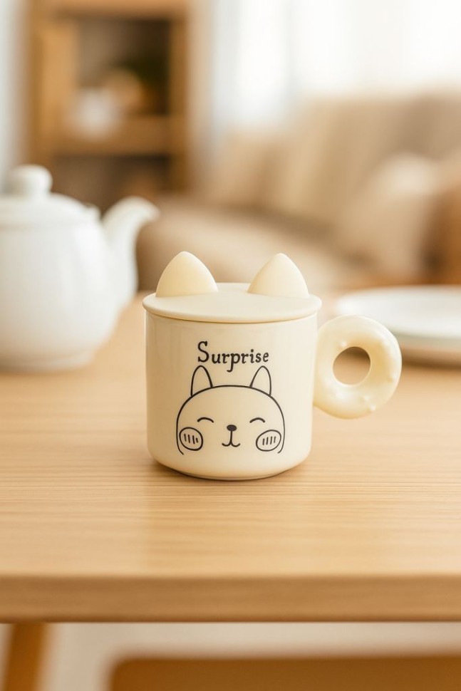 Кружка «Kitty surprise», beige (420 ml) 2 nana.by Кружка «Kitty surprise», beige (420 ml)