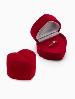 Футляр под серьги/кольцо "Сердце" крылья ангела, 5,2х4,6см, цвет бордовый
