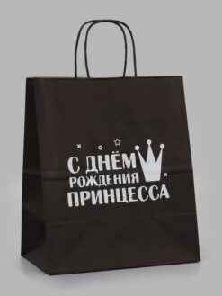 Пакет подарочный «С днем рождения принцесса», 24х14х28 см, крафт