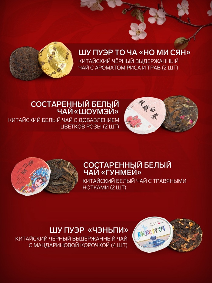 Чай Пуэр подарочный китайский «Ассорти», 11 видов 4 nana.by Чай Пуэр подарочный китайский «Ассорти», 11 видов — изображение 3