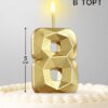 Свеча в торт на шпажке «Алмаз», цифра 8, золотая, 5 см