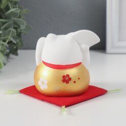 Фигурка керамика «Кот Манэки-нэко с веером», золотой, 8х8х8.5 см — изображение 3